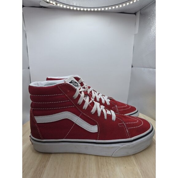 VANS Shoes Womens Sz 8 Old Skool Sk8 Hi Top 721356 Red White Skateboarding - Picture 3 of 7